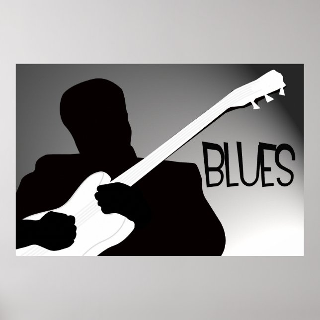 Blues player's silhouette with a spotlight poster (Front)