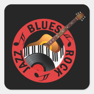 Blues Rock and Jazz Square Sticker