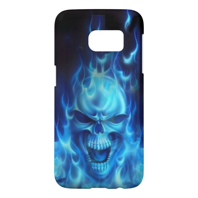blues skull heads with flames tribal art Case-Mate samsung galaxy case (Back)