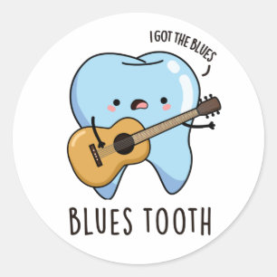 Blues Tooth Funny Dental Music Pun  Classic Round Sticker