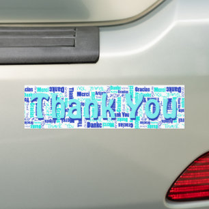 Blues Typography Multilingual Thank You Bumper Sticker