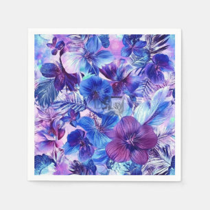 Blues & violets floral napkin