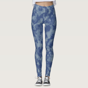 Blues with Grey Shadows Camouflage Leggings