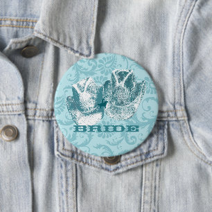 Bluestone Teal Western Horse Ranch Farm Wedding 10 Cm Round Badge