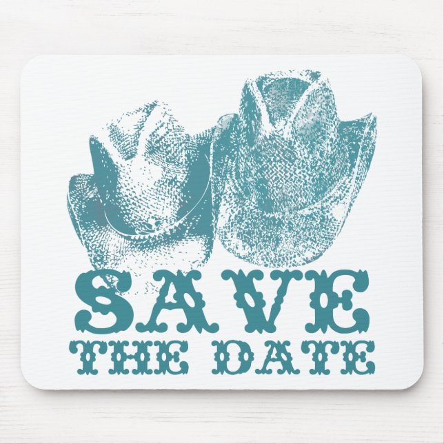 Bluestone Teal Western Horse Ranch Farm Wedding Mouse Mat (Front)