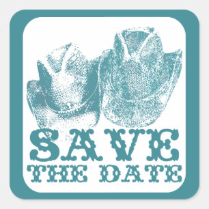 Bluestone Teal Western Horse Ranch Farm Wedding Square Sticker