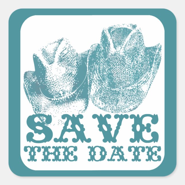 Bluestone Teal Western Horse Ranch Farm Wedding Square Sticker (Front)