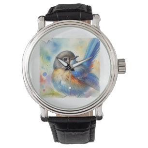 Bluetailed Nightingale 300724AREF112 - Watercolor Watch