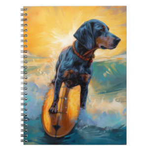 Bluetick Coonhound Beach Surfing Painting  Notebook