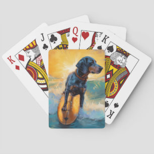 Bluetick Coonhound Beach Surfing Painting Playing Cards