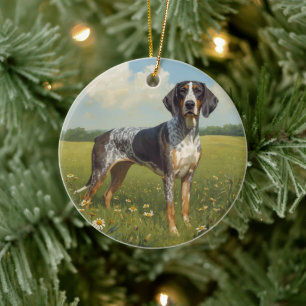 Bluetick Coonhound Ceramic Tree Decoration