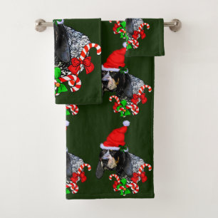 Bluetick Coonhound Christmas Bath Towel Set