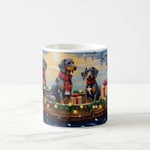 Bluetick Coonhound Christmas Boat Holiday Coffee Mug