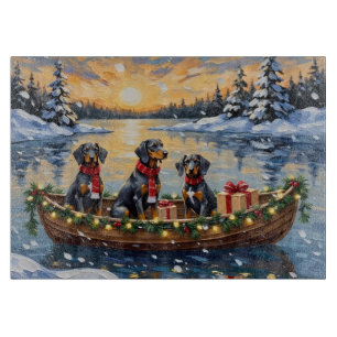 Bluetick Coonhound Christmas Boat Holiday Cutting Board