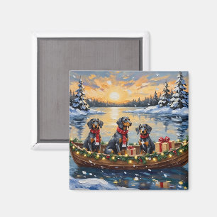 Bluetick Coonhound Christmas Boat Holiday Magnet
