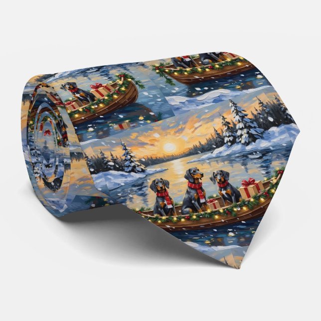 Bluetick Coonhound Christmas Boat Holiday Tie (Rolled)