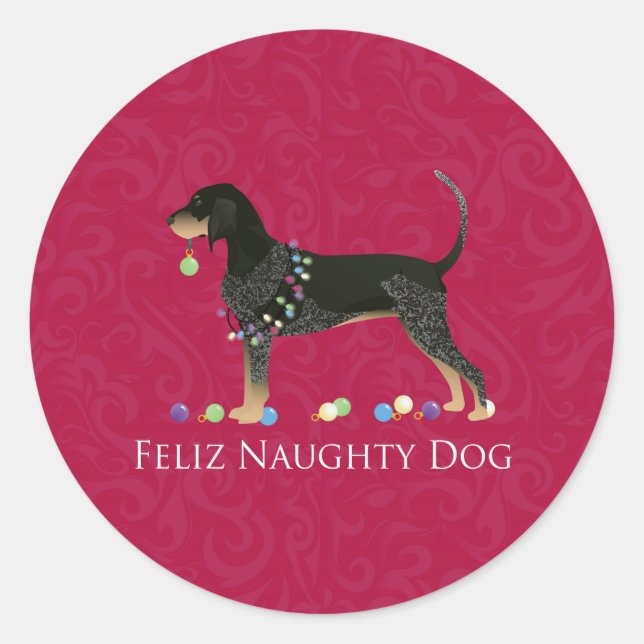 Bluetick Coonhound Christmas Classic Round Sticker (Front)