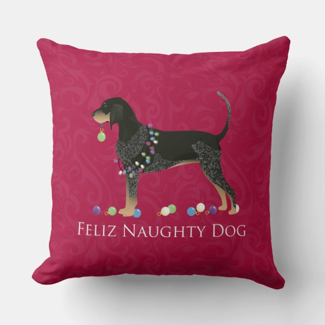 Bluetick Coonhound Christmas Cushion (Front)