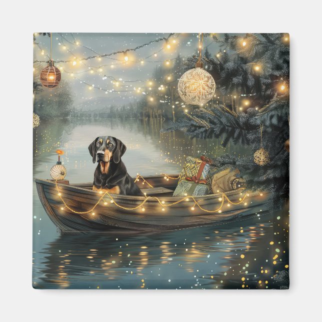 Bluetick Coonhound Christmas Festive Voyage Magnet (Front)