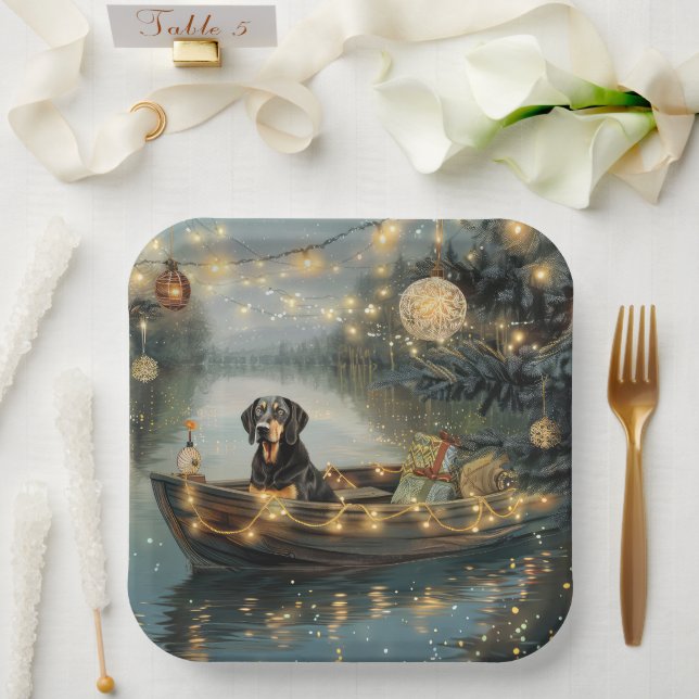 Bluetick Coonhound Christmas Festive Voyage Paper Plate (Wedding)