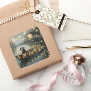 Bluetick Coonhound Christmas Festive Voyage Square Sticker