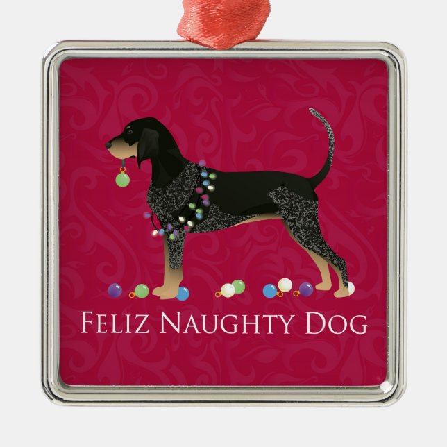 Bluetick Coonhound Christmas Metal Tree Decoration (Front)