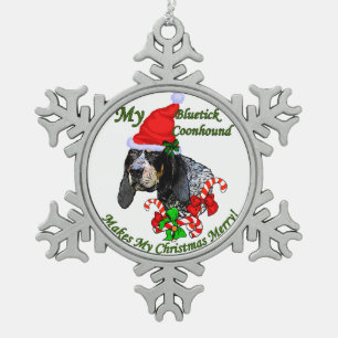 Bluetick Coonhound Christmas Snowflake Pewter Christmas Ornament