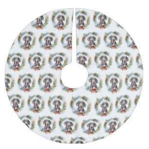 Bluetick Coonhound Christmas Wreath Festive Pup  Brushed Polyester Tree Skirt