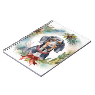 Bluetick Coonhound Christmas Wreath Festive Pup  Notebook