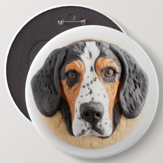 Bluetick Coonhound Dog 3D Inspired 6 Cm Round Badge (Front & Back)