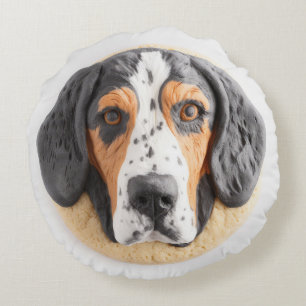 Bluetick Coonhound Dog 3D Inspired Round Cushion