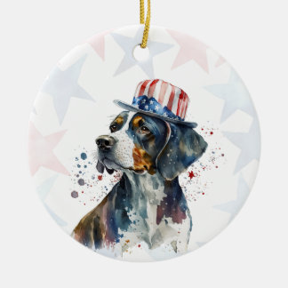 Bluetick coonhound Dog, 4th of july Personalised Ceramic Tree Decoration