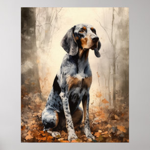 Bluetick Coonhound Dog Art Print Poster