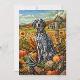 Bluetick Coonhound Dog Autumn Harvest Thanksgiving Holiday Card