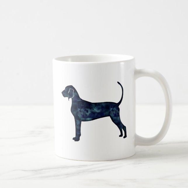 Bluetick Coonhound Dog Black Watercolor Silhouette Coffee Mug (Right)