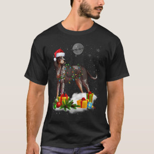Bluetick Coonhound Dog Christmas Lights Santa Hat  T-Shirt