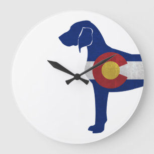 Bluetick Coonhound Dog Colorado Flag Silhouette Large Clock