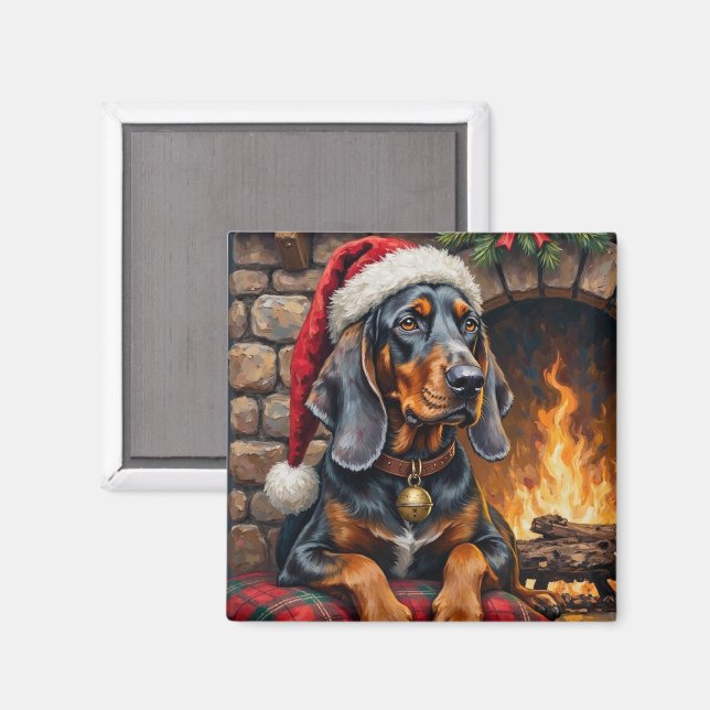 Bluetick Coonhound Dog Cozy Lodge Christmas Magnet (Front/Back)