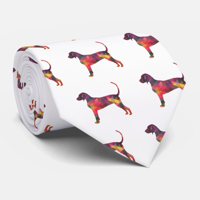 Bluetick Coonhound Dog Geometric Silhouette Tie (Rolled)