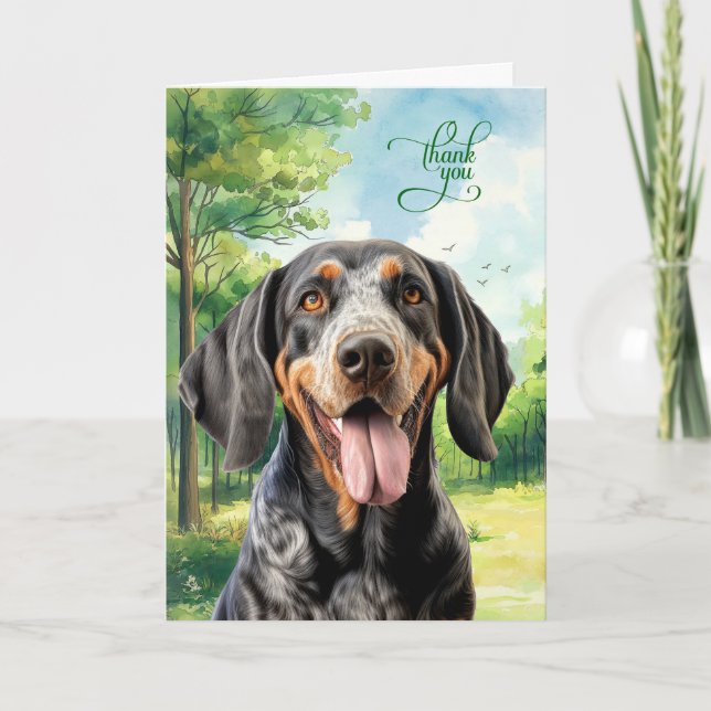 Bluetick Coonhound Dog in a Country Meadow Thank You Card (Front)