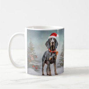 Bluetick Coonhound Dog in Snow Christmas  Coffee Mug
