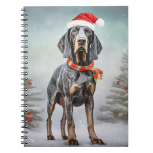 Bluetick Coonhound Dog in Snow Christmas  Notebook
