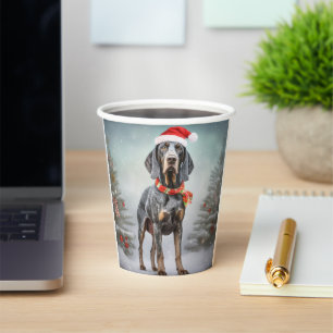 Bluetick Coonhound Dog in Snow Christmas Paper Cups