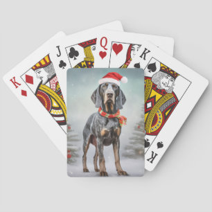 Bluetick Coonhound Dog in Snow Christmas  Playing Cards