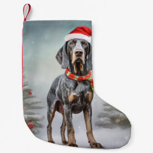 Bluetick Coonhound Dog in Snow Christmas Small Christmas Stocking