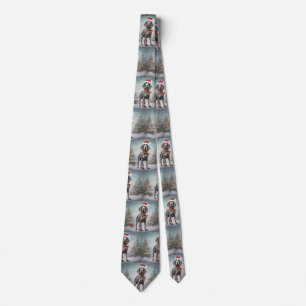 Bluetick Coonhound Dog in Snow Christmas  Tie