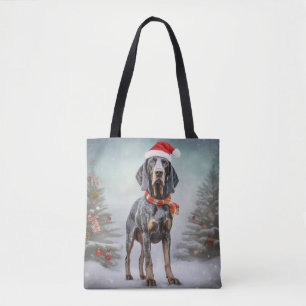 Bluetick Coonhound Dog in Snow Christmas  Tote Bag