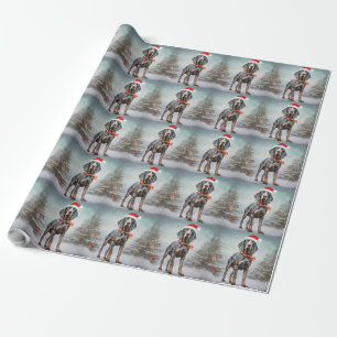 Bluetick Coonhound Dog in Snow Christmas  Wrapping Paper