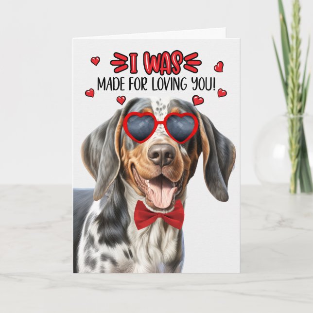 Bluetick Coonhound Dog Made Loving You Valentine Holiday Card (Front)