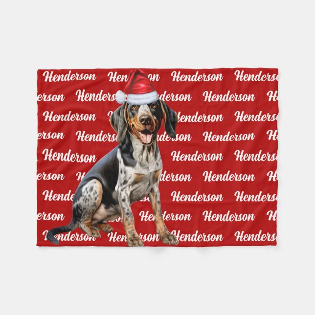 Bluetick Coonhound Dog Name Christmas Holiday Fleece Blanket (Front (Horizontal))